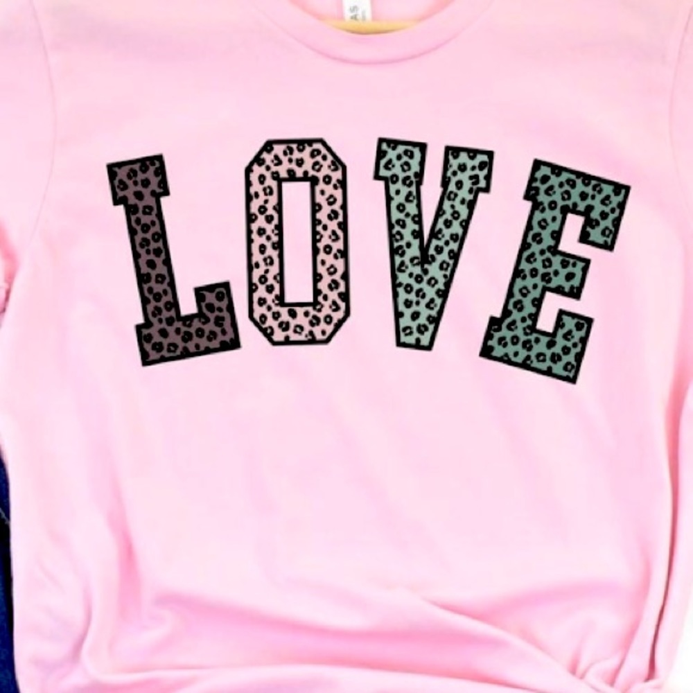 Bella Canvas T-Shirt Pink Leopard Love Tee 2X NWOT